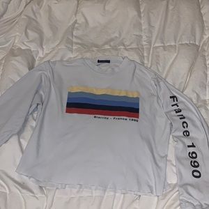 white long sleeve graphic t shirt